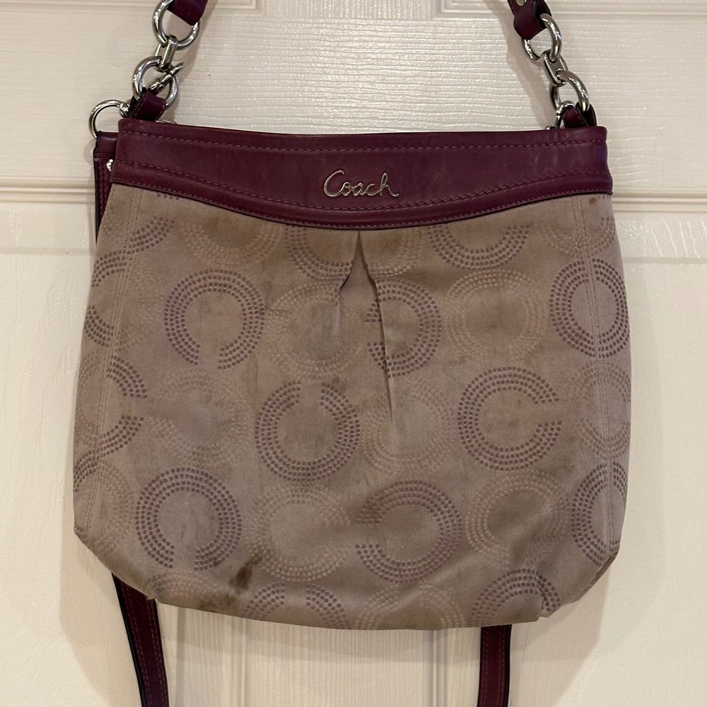 Coach Taylor Optic Signature C Crossbody Bag Taupe Plum F20088